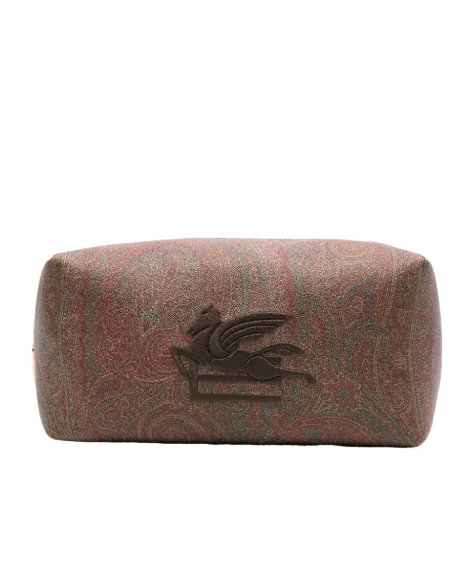 Logo Embroidered Paisley Printed Pouch