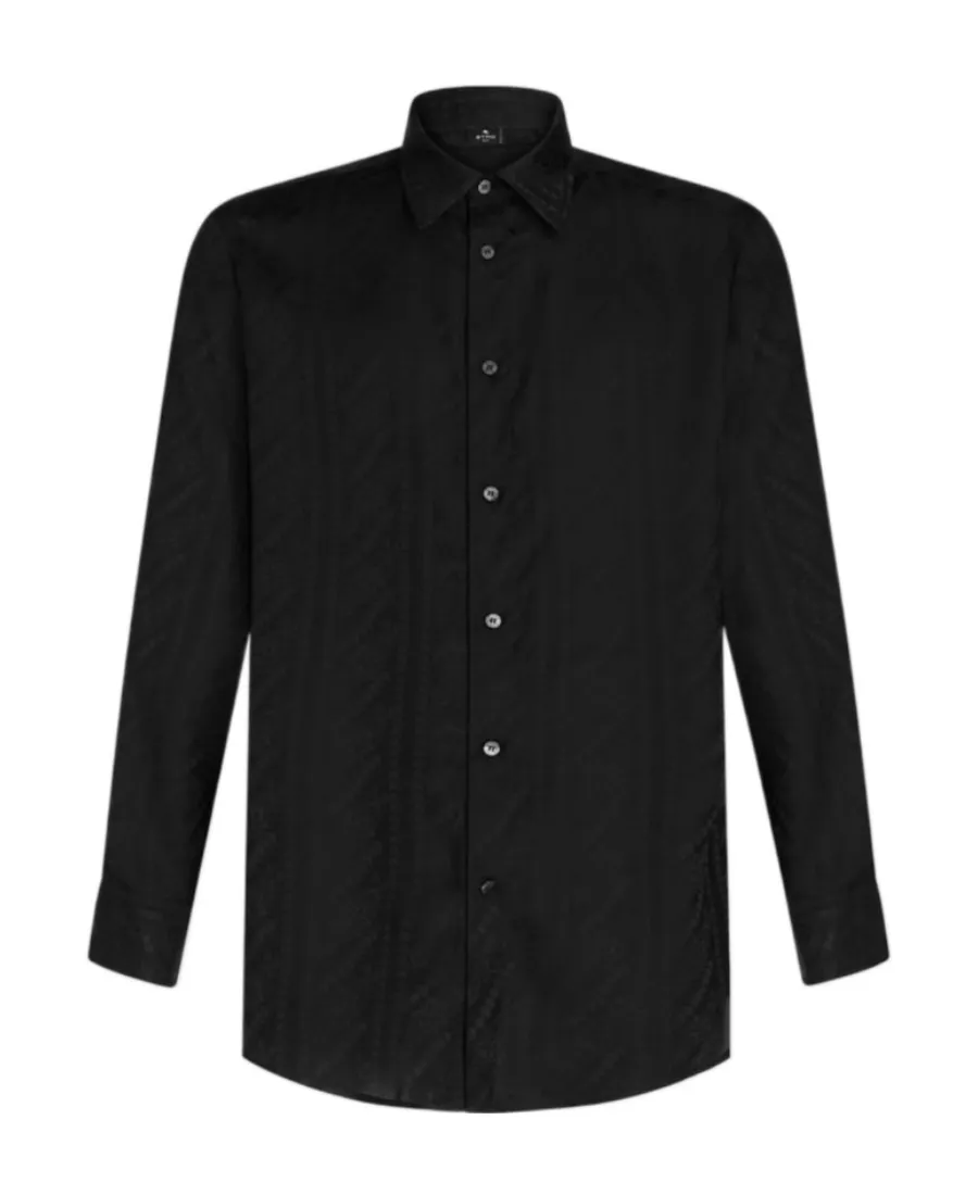 Patterned Jacquard Long-Sleeved Shirt