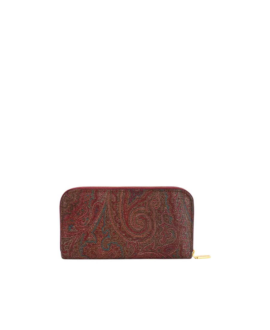 Pegaso Embroidered Paisley Jacquard Zipped Wallet