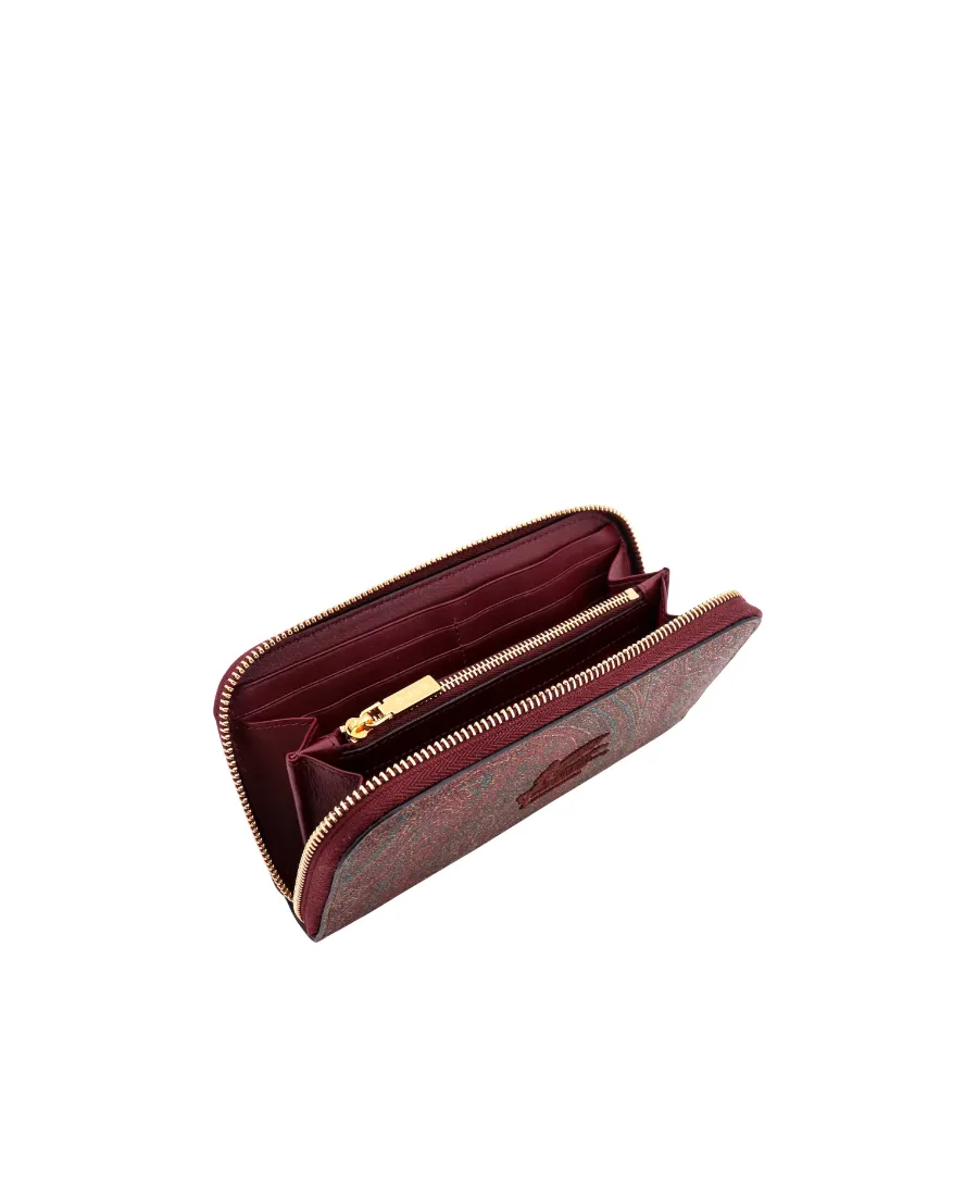 Pegaso Embroidered Paisley Jacquard Zipped Wallet