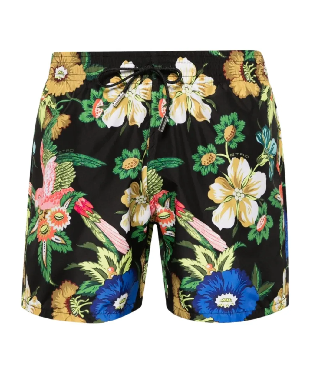 Floral-Printed Drawstring Swim Shorts