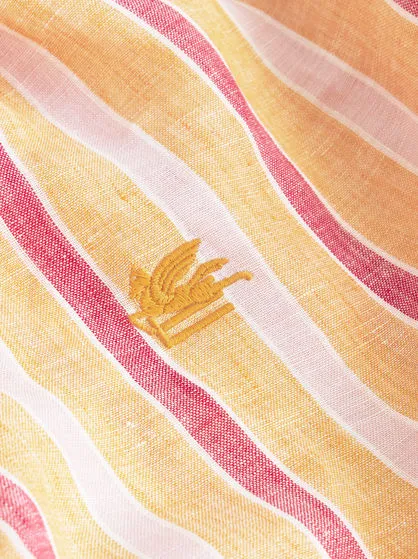 Logo Embroidered Striped Shirt