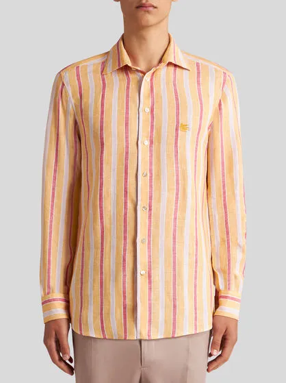 Logo Embroidered Striped Shirt