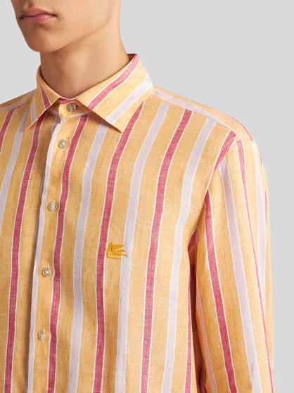Logo Embroidered Striped Shirt