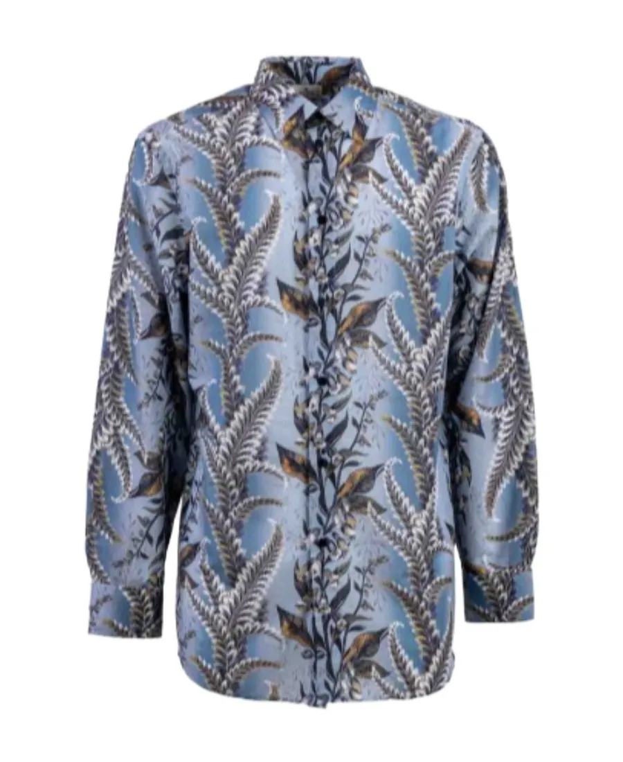 Pattern-Printed Button-Up Shirt