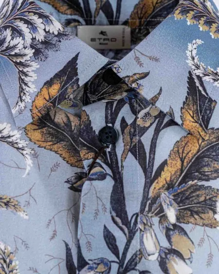Pattern-Printed Button-Up Shirt