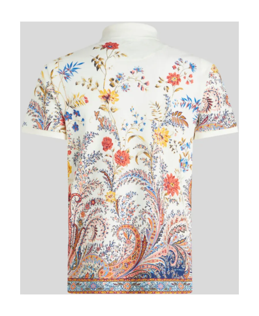 Floral Paisley-Print Straight Hem Polo Shirt