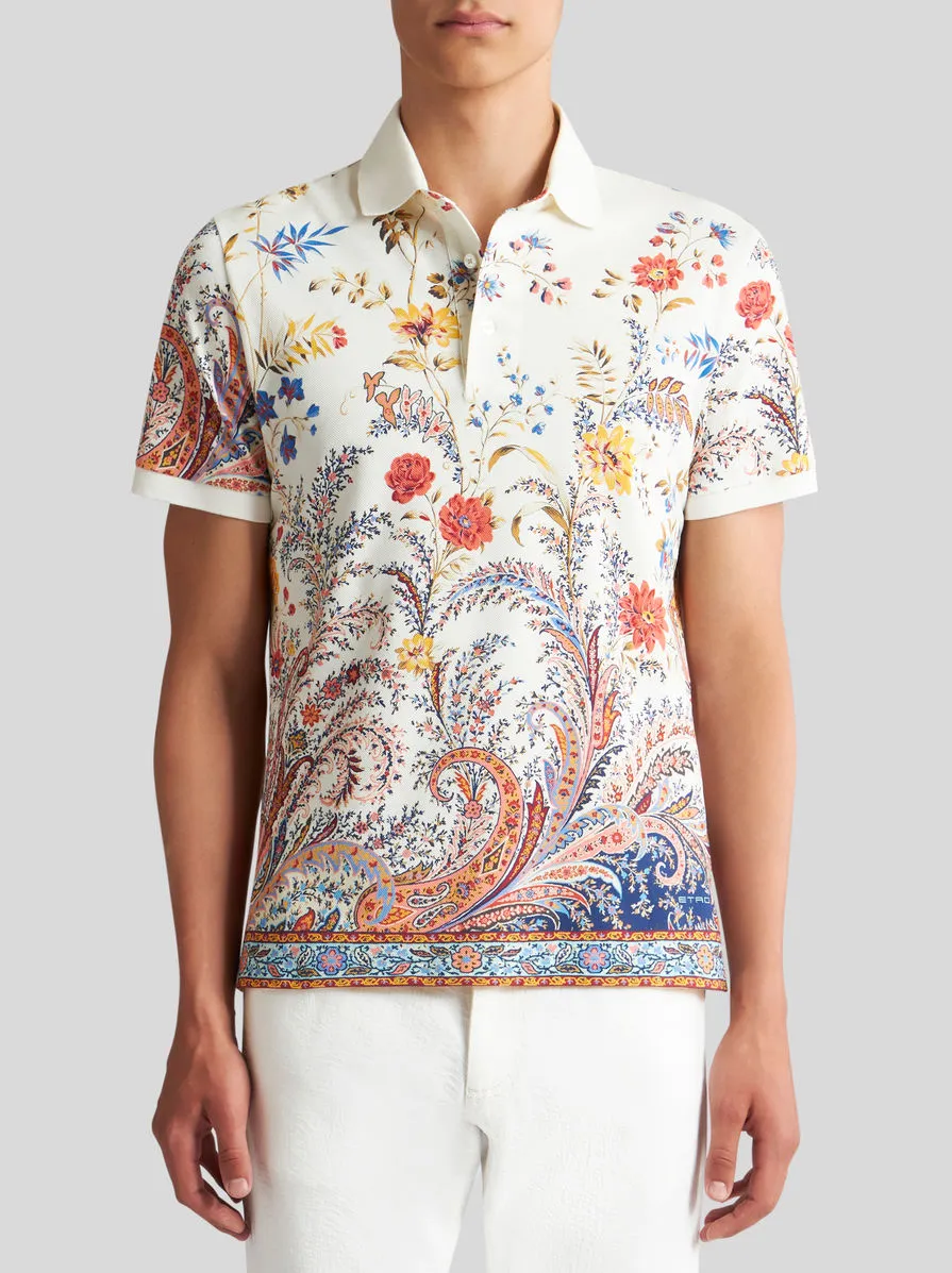 Floral Paisley-Print Straight Hem Polo Shirt