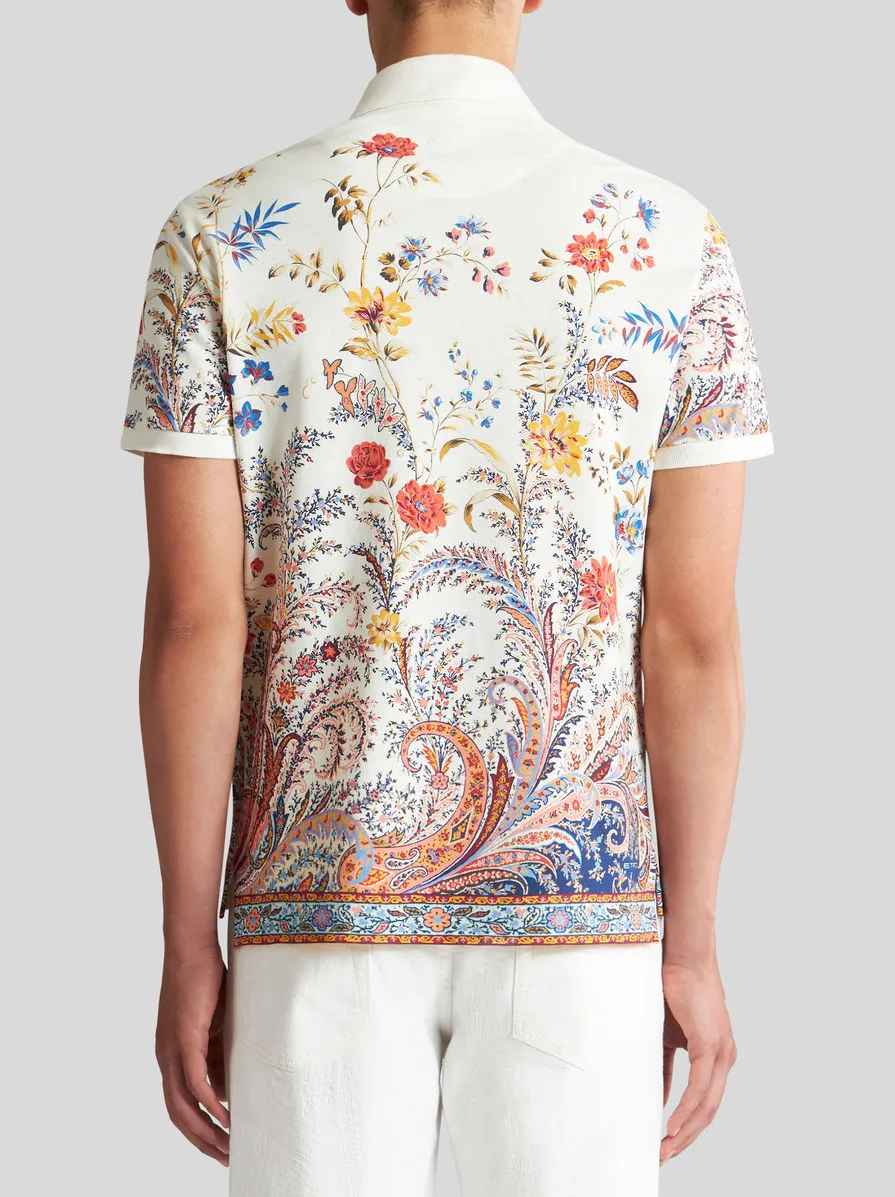 Floral Paisley-Print Straight Hem Polo Shirt