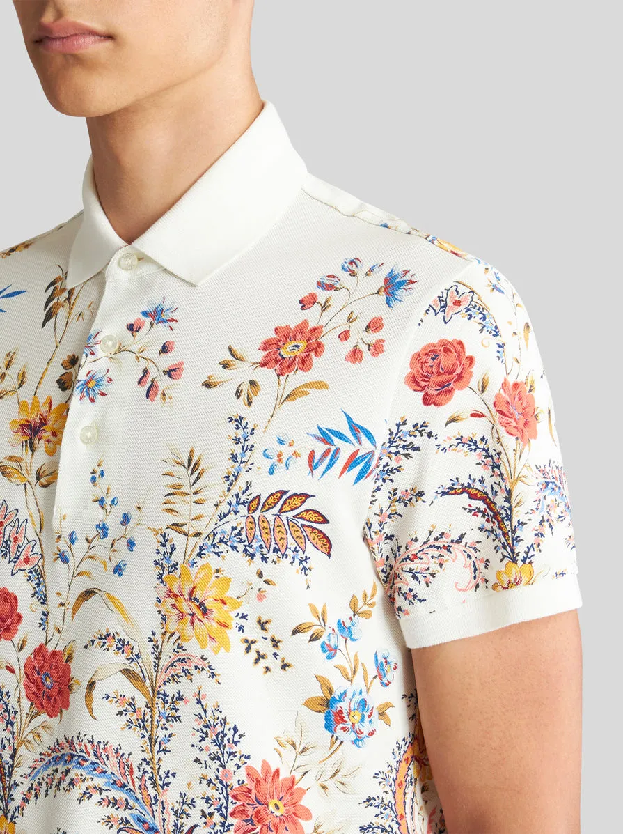 Floral Paisley-Print Straight Hem Polo Shirt