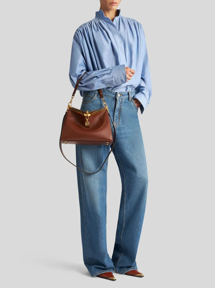 High-Waist Pegaso-Embroidered Wide-Leg Jeans