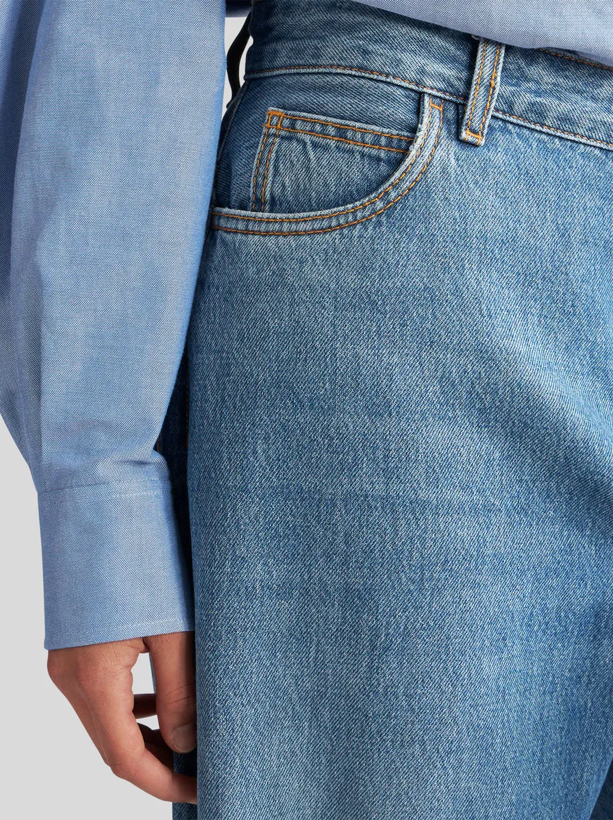 High-Waist Pegaso-Embroidered Wide-Leg Jeans