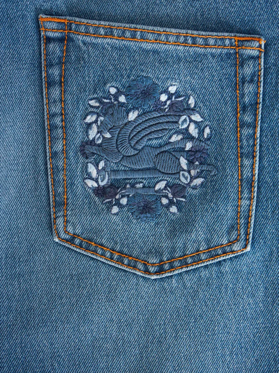 High-Waist Pegaso-Embroidered Wide-Leg Jeans