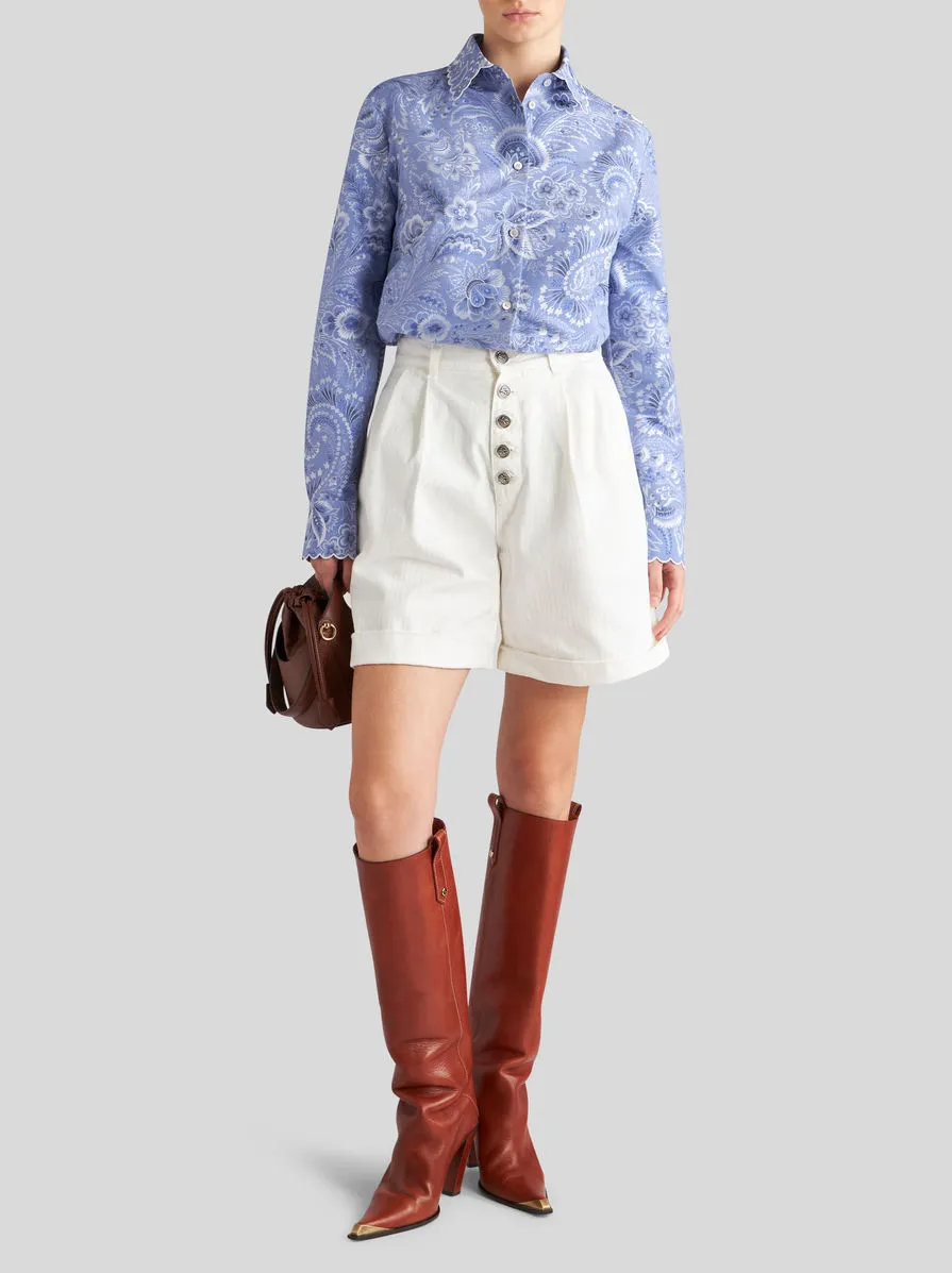 Chevron High-Waist Bermuda Shorts