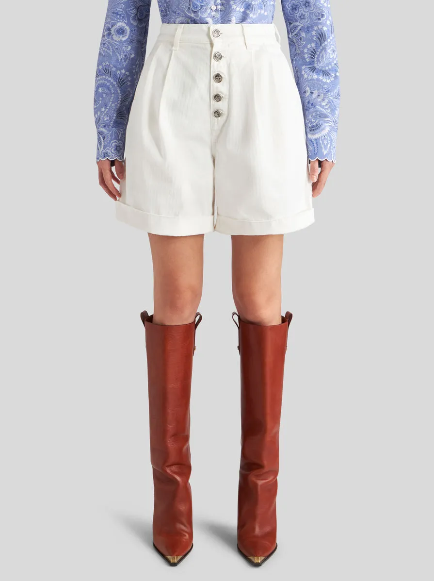 Chevron High-Waist Bermuda Shorts