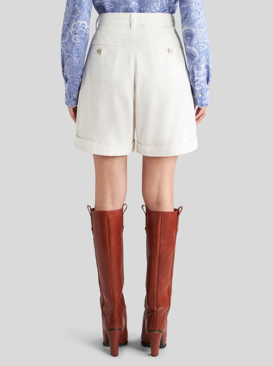 Chevron High-Waist Bermuda Shorts