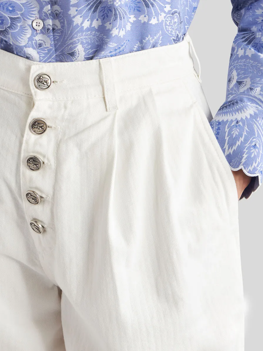 Chevron High-Waist Bermuda Shorts