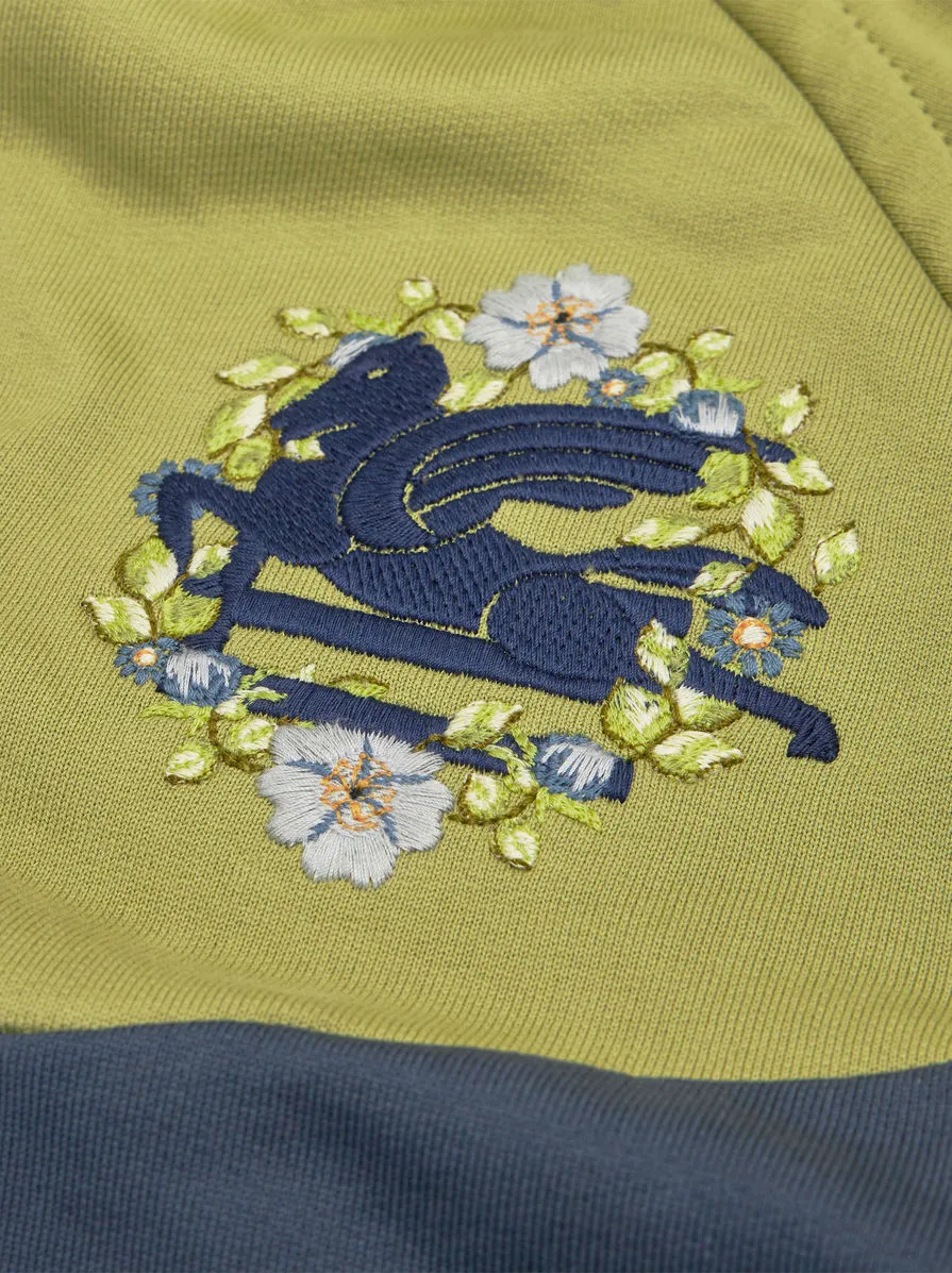 Pegaso-Embroidered Two-Toned Drawstring Hoodie