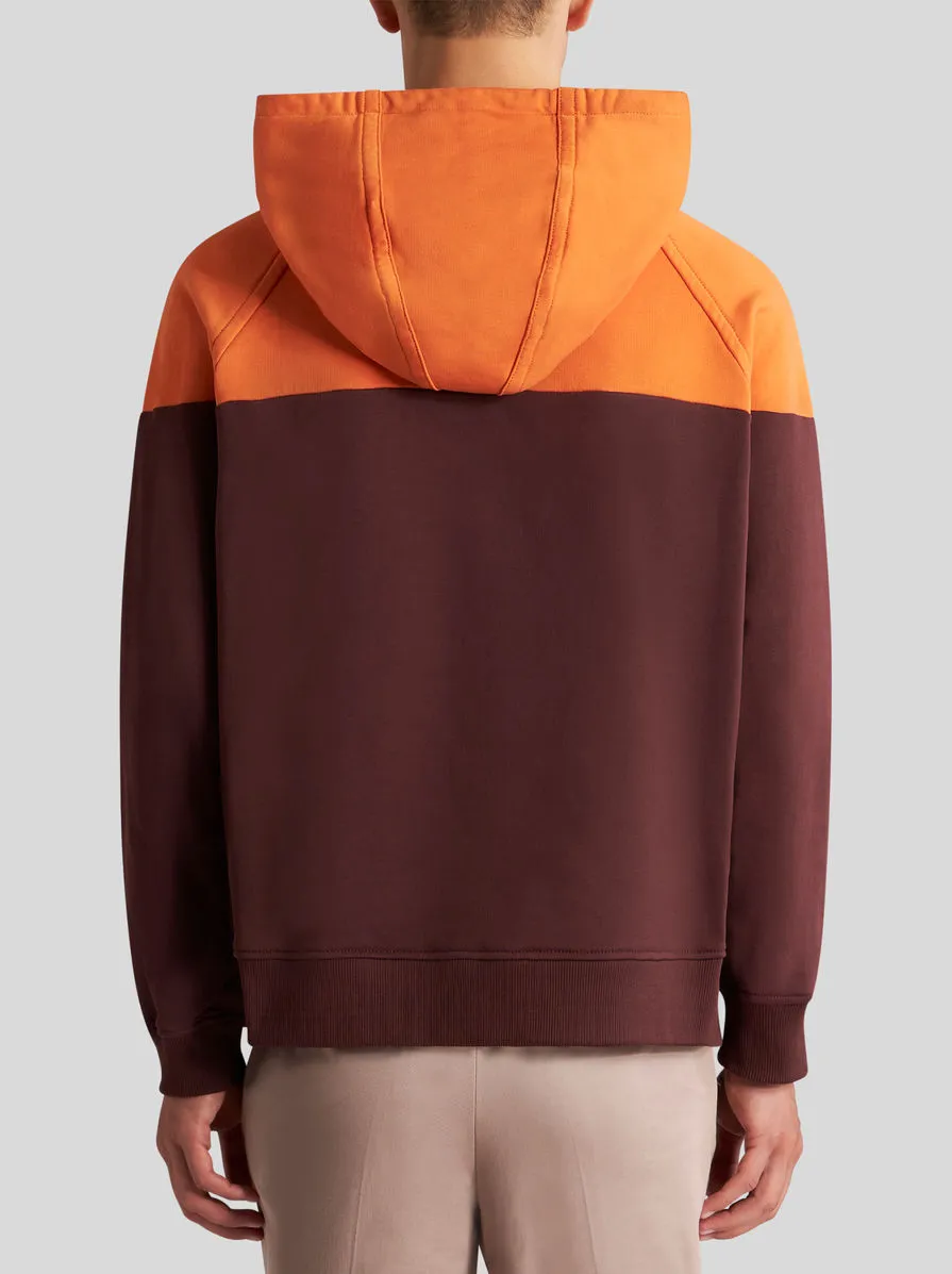 Pegaso-Embroidered Two-Toned Drawstring Hoodie