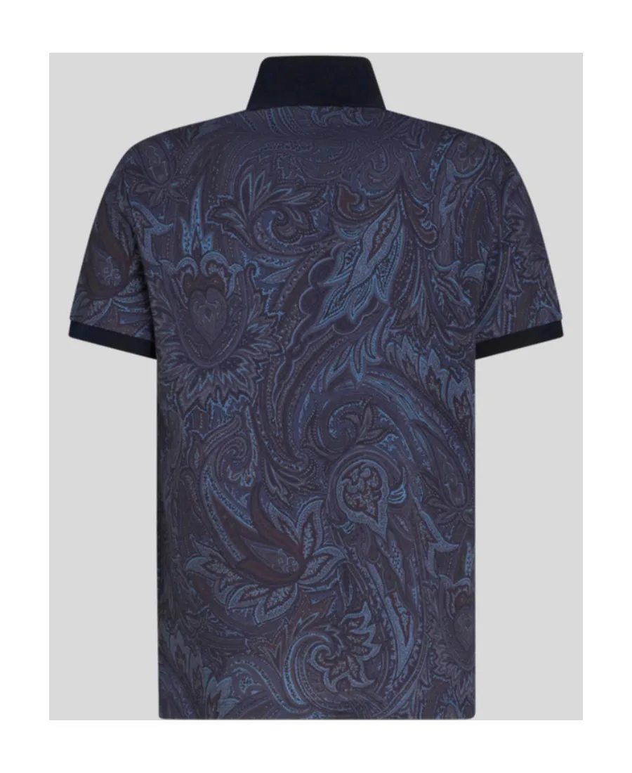 Paisley-Printed Short-Sleeved Polo Shirt