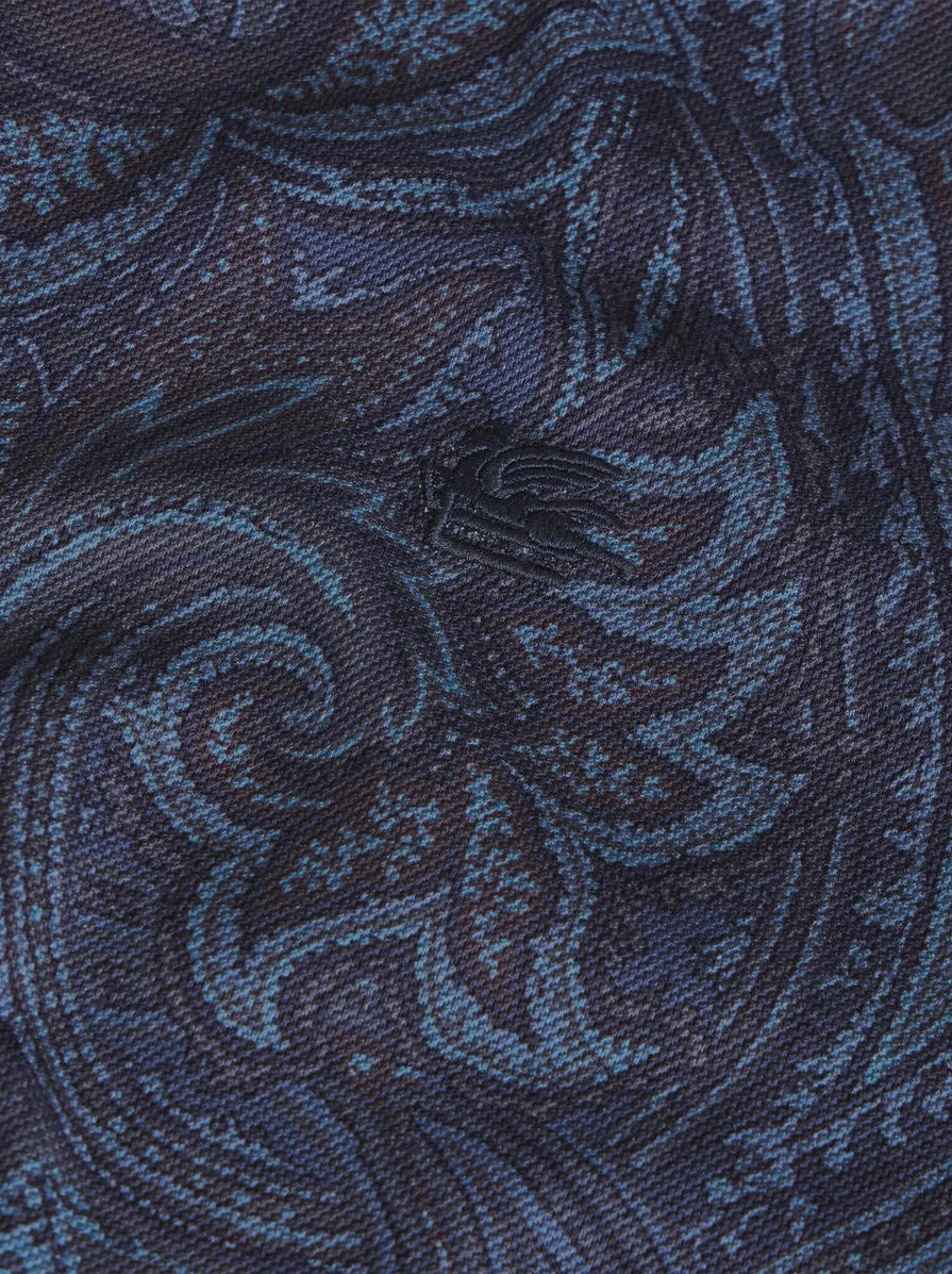 Paisley-Printed Short-Sleeved Polo Shirt