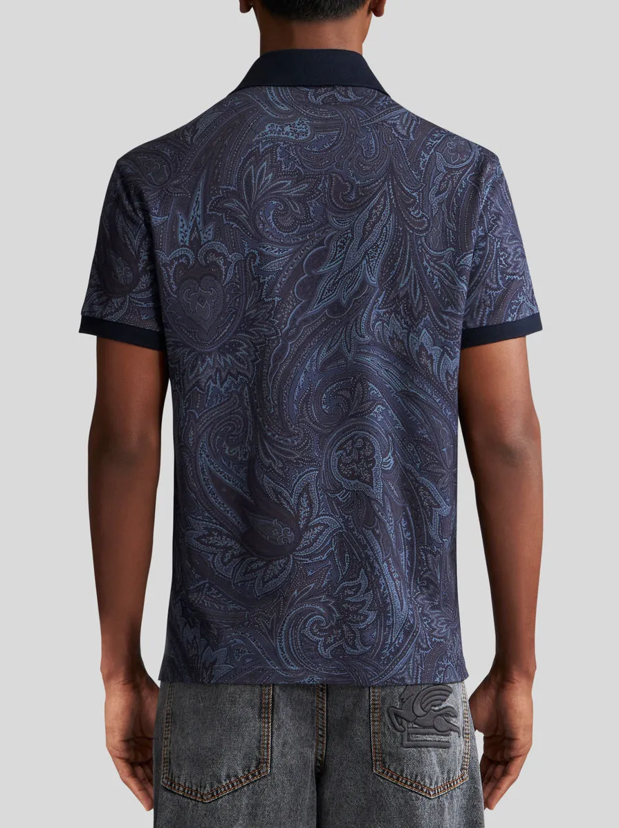 Paisley-Printed Short-Sleeved Polo Shirt