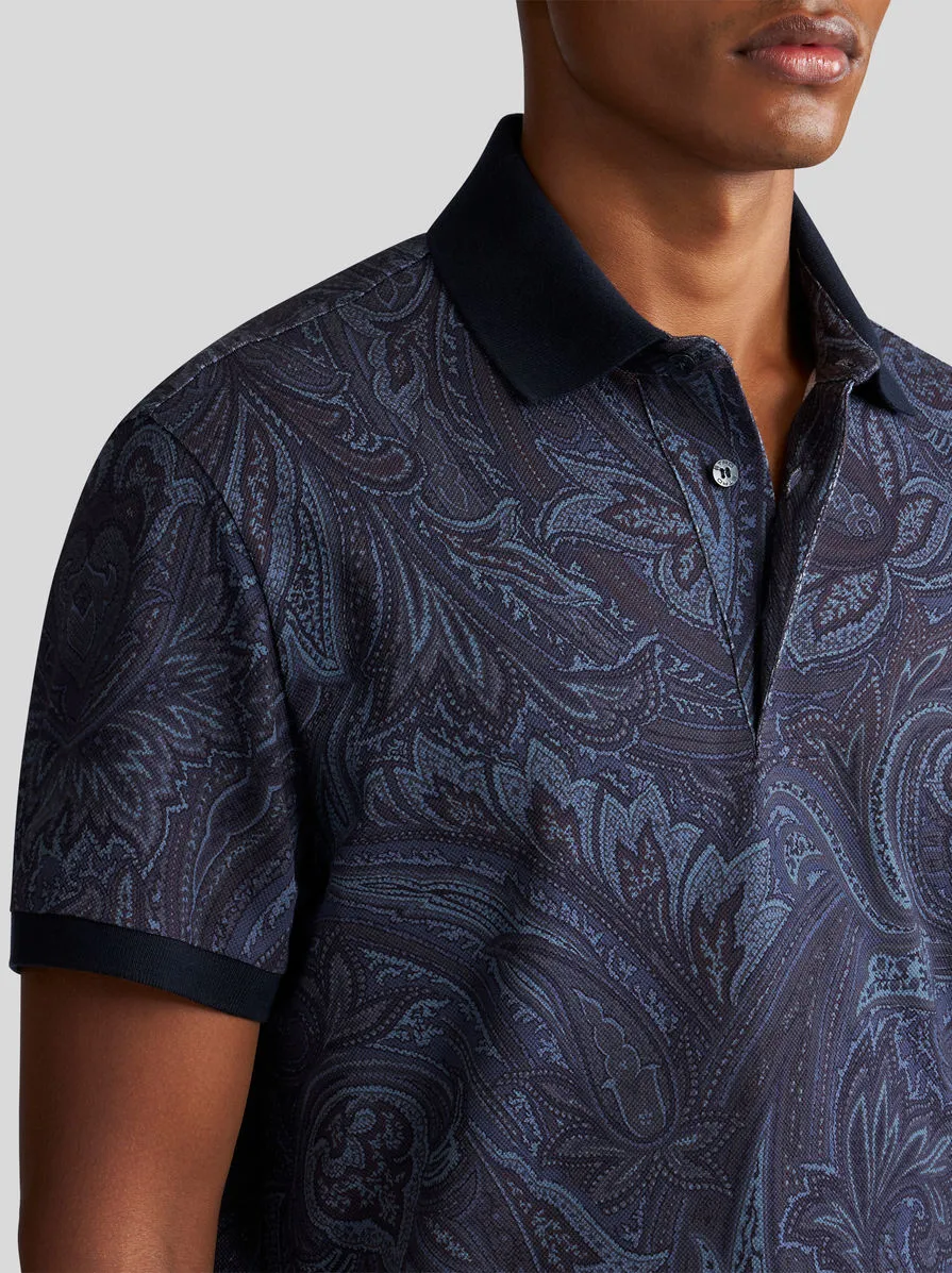 Paisley-Printed Short-Sleeved Polo Shirt