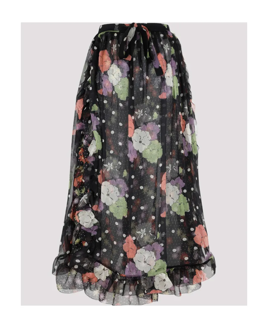 Floral Printed Flared Midi Skirt