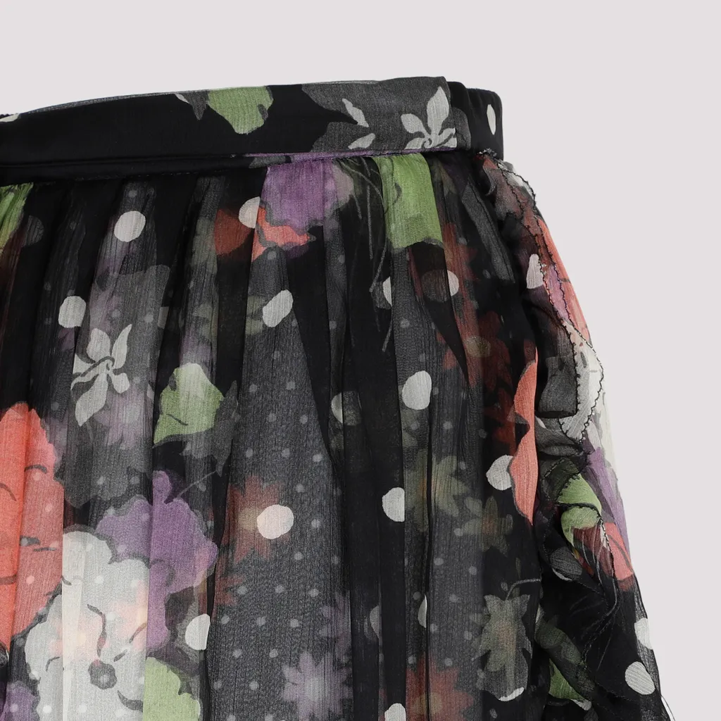 Floral Printed Flared Midi Skirt