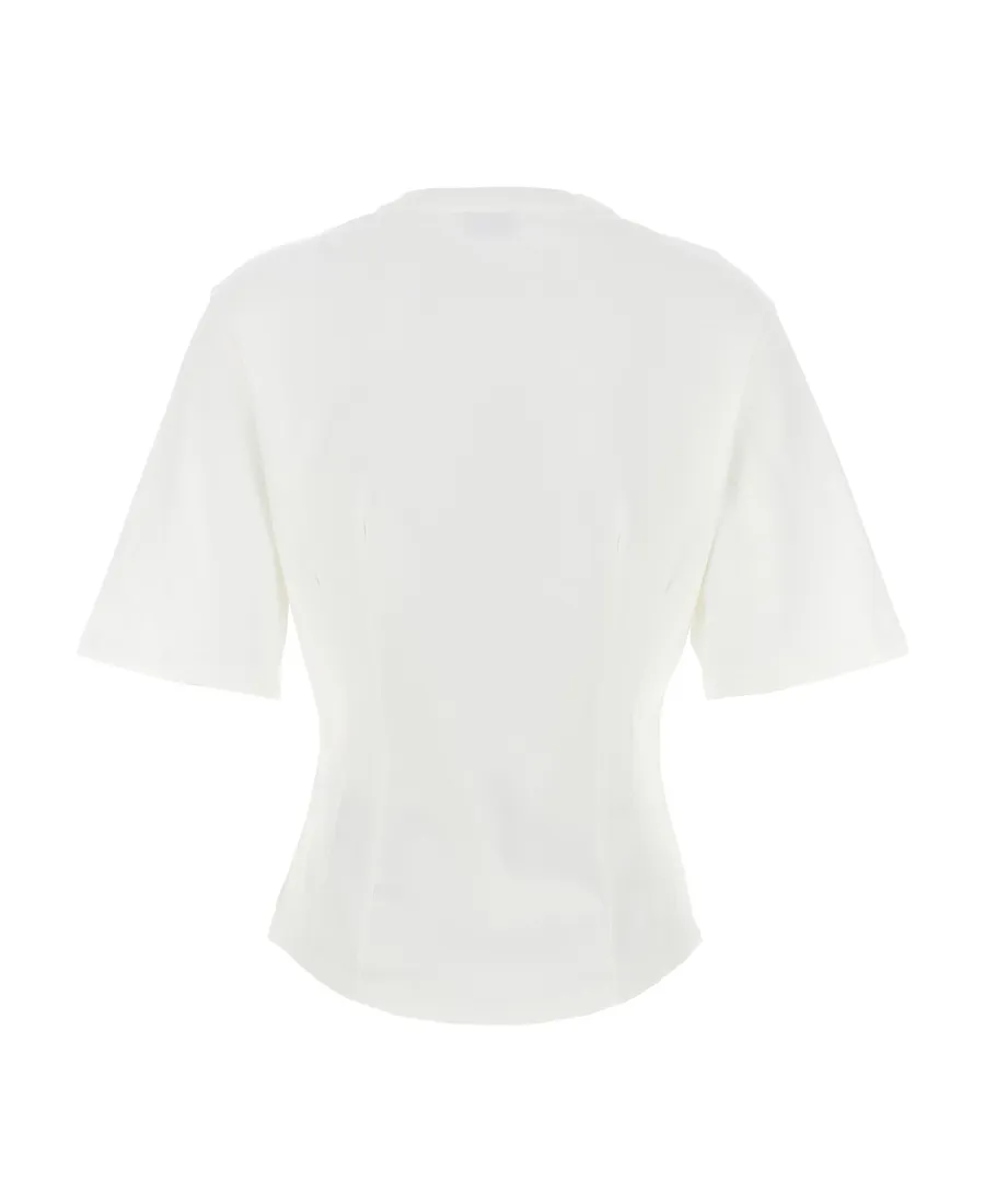 Pegaso-Motif Crewneck Cropped T-Shirt