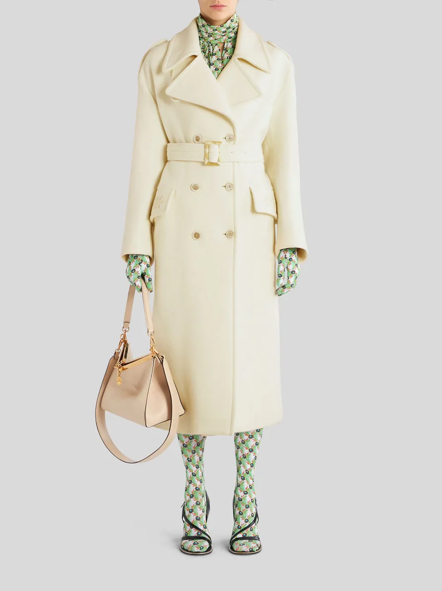 Double-Breasted Belted Long-Sleeved Coat