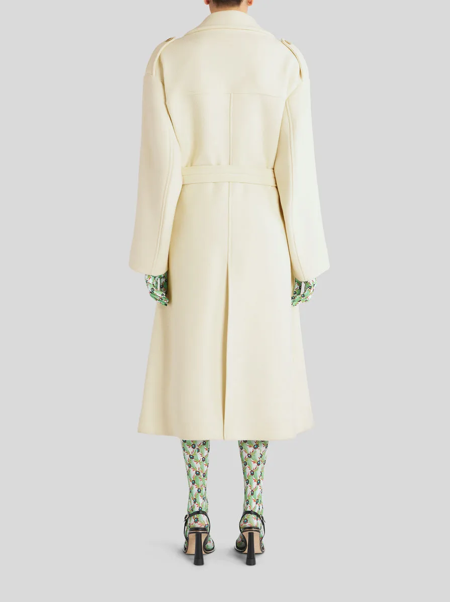 Double-Breasted Belted Long-Sleeved Coat