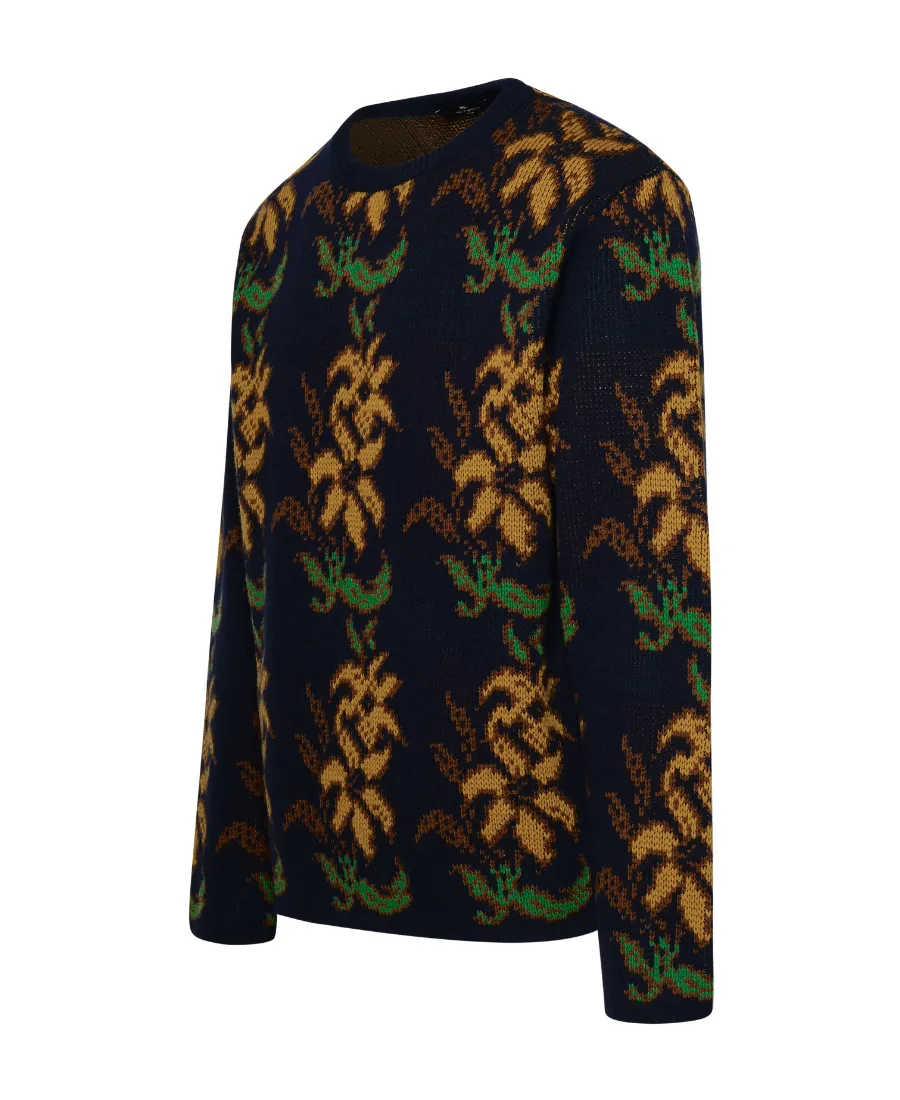 Floral Intarsia Knitted Crewneck Jumper