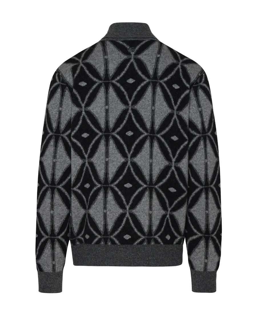 Pattern Intarsia Roll-Neck Knitted Jumper