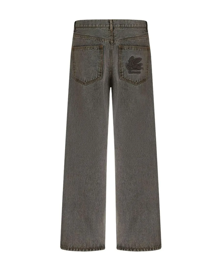 Logo Embroidered Straight-Leg Jeans