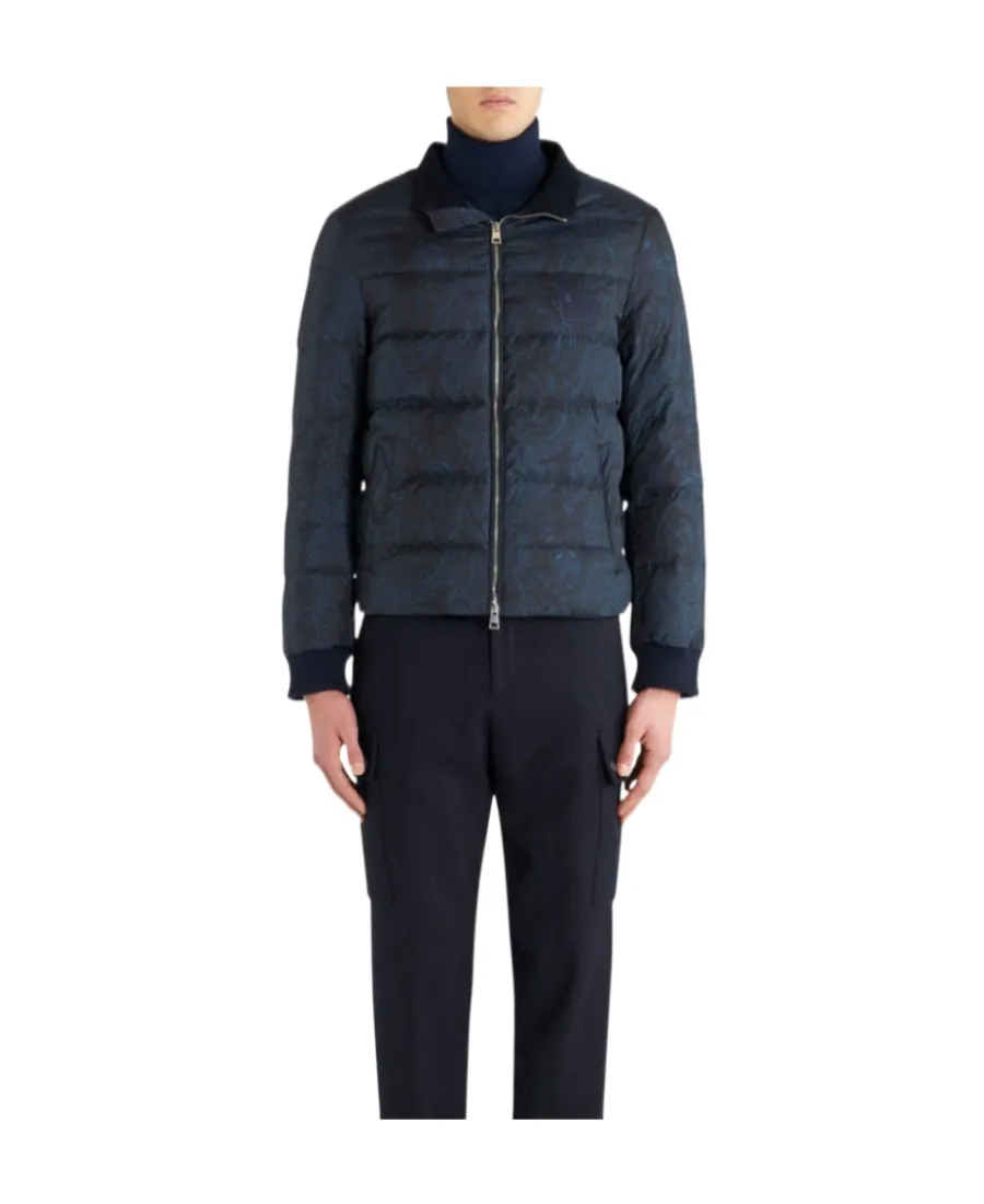 Paisley-Printed Zip-Up Padded Jacket