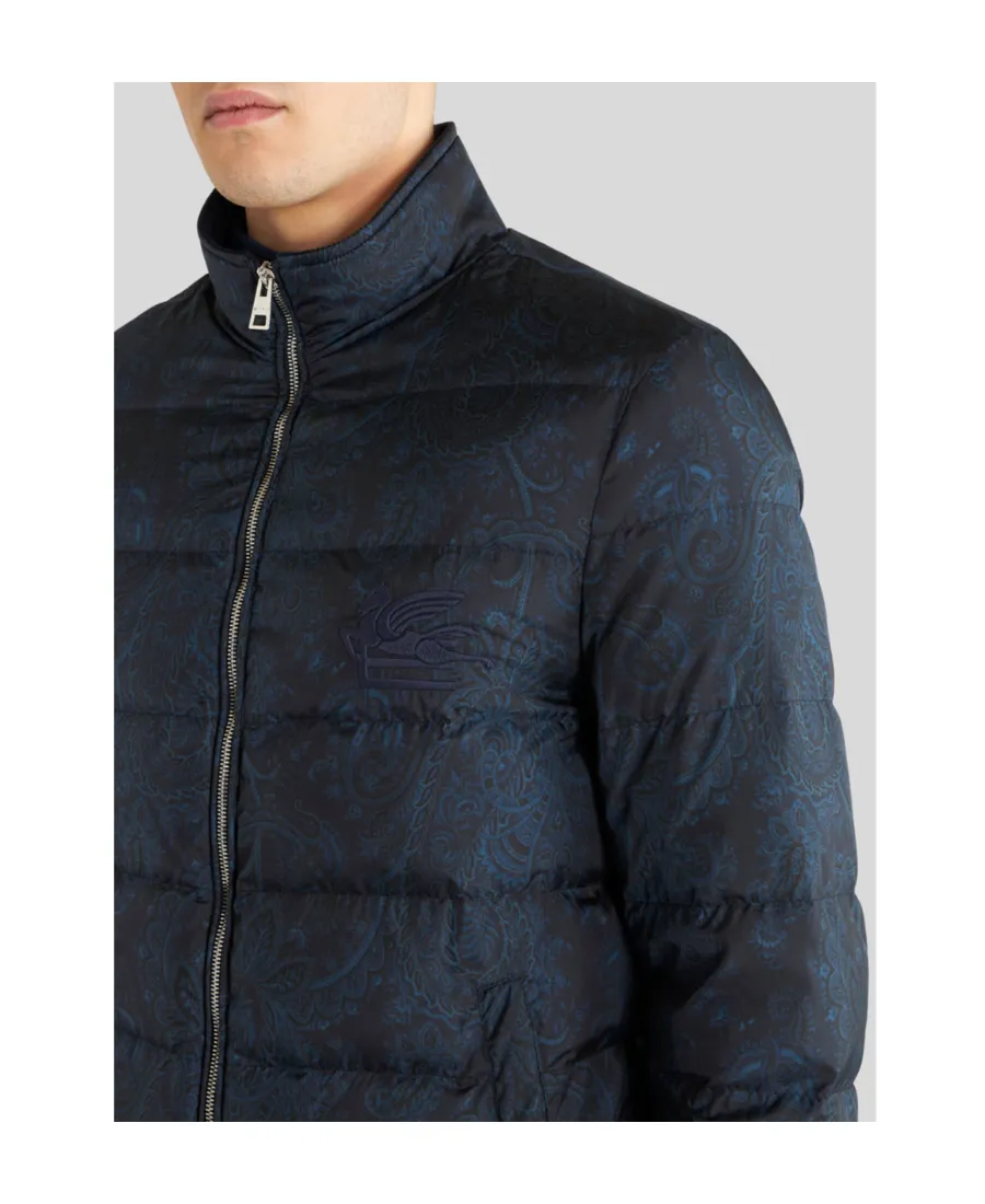 Paisley-Printed Zip-Up Padded Jacket