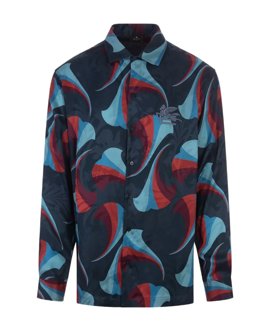 Logo Embroidered Floral-Printed Bowling Shirt