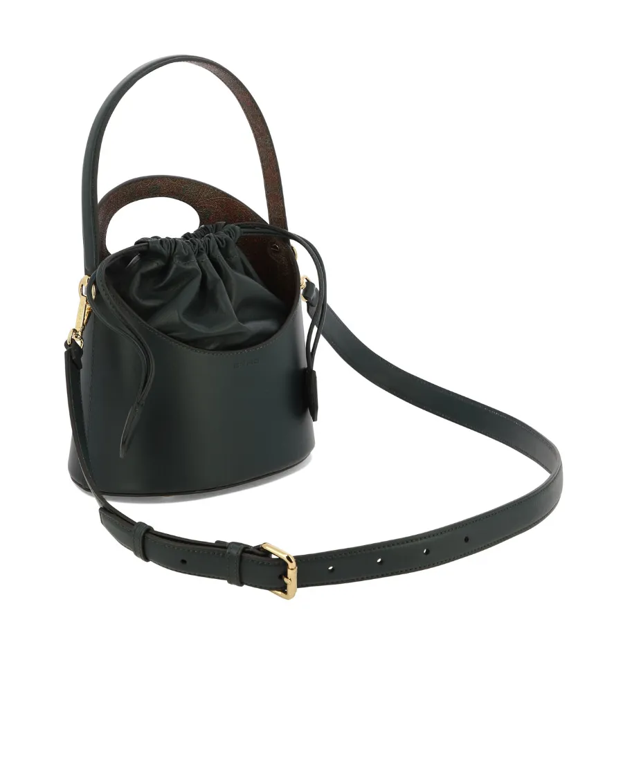 Saturno Logo Embossed Drawstring Bucket Bag