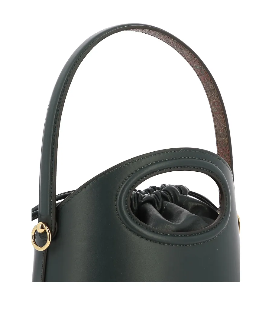 Saturno Logo Embossed Drawstring Bucket Bag