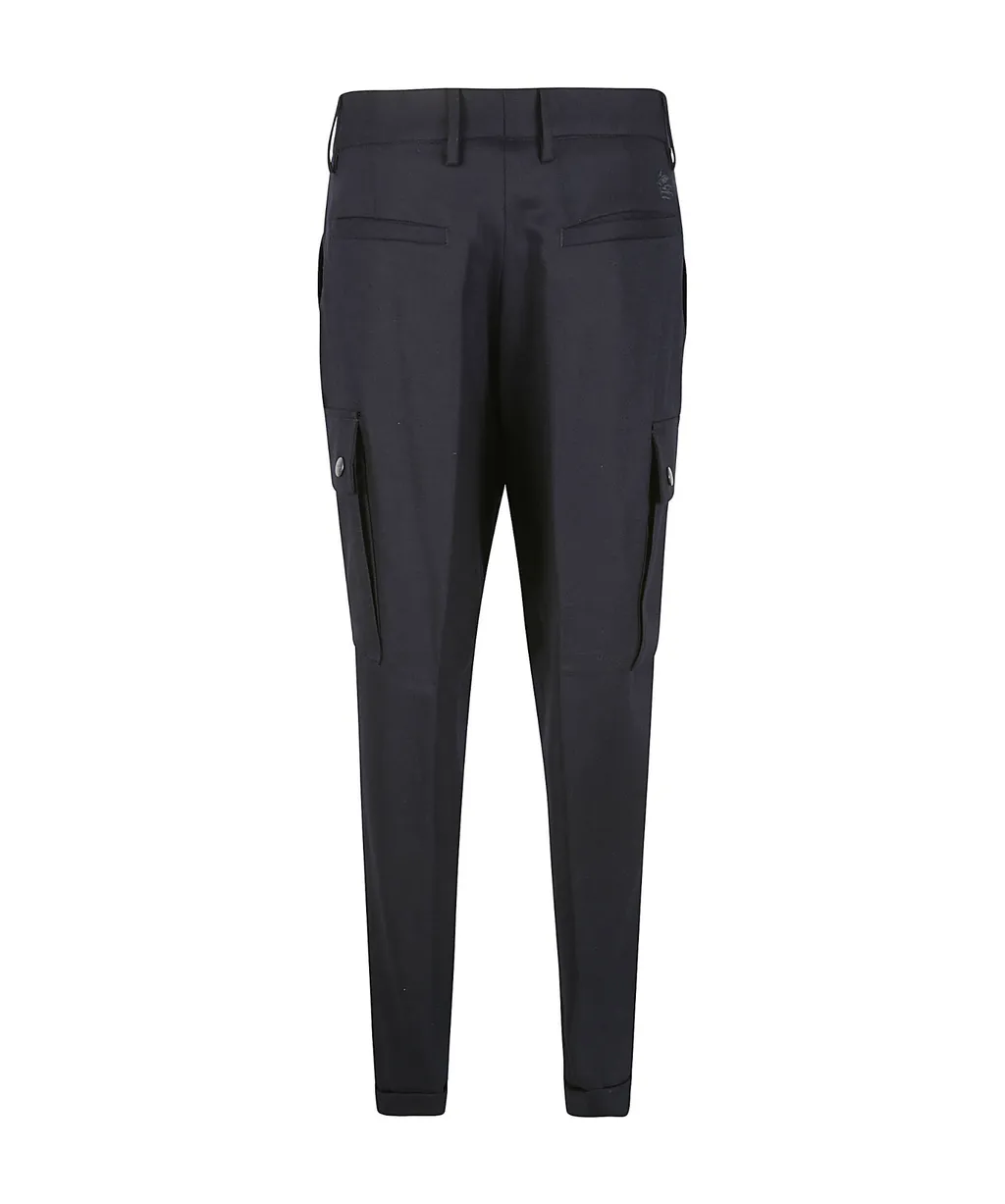Cargo-Pockets Stretched Tapered Trousers