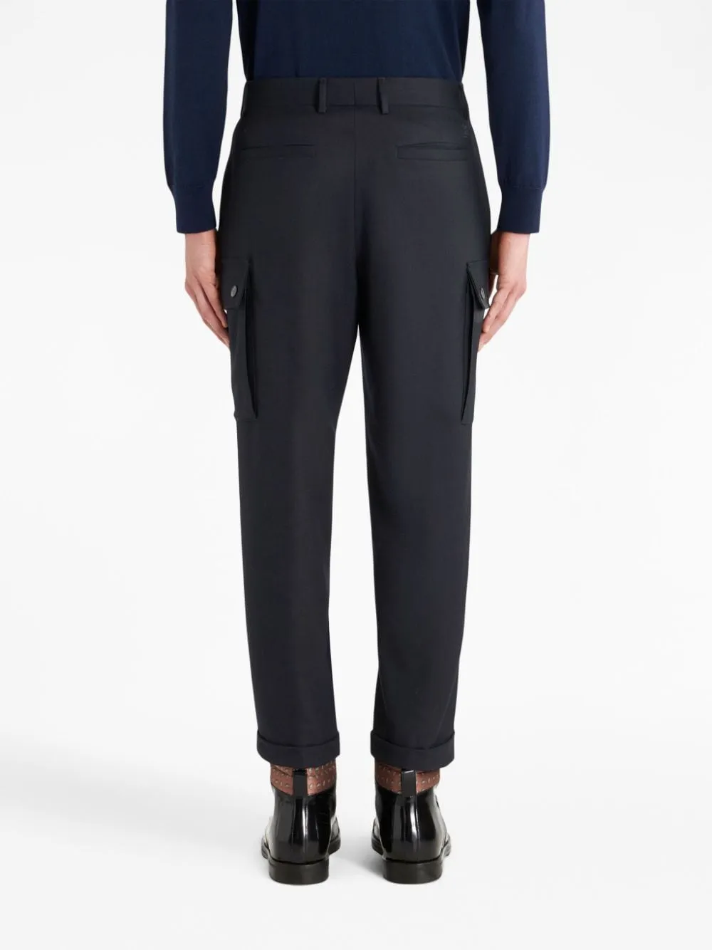 Cargo-Pockets Stretched Tapered Trousers
