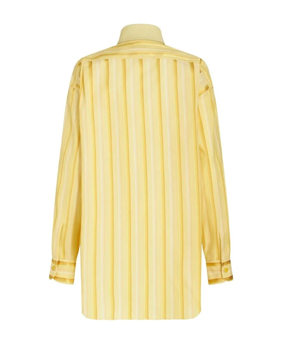 Logo Embroidered Striped Shirt Dress