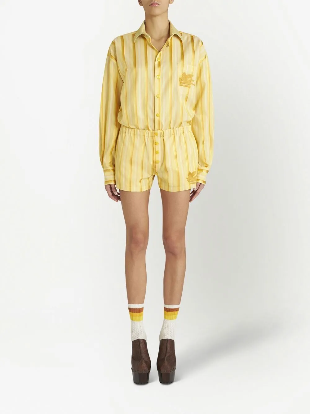Logo Embroidered Striped Shirt Dress