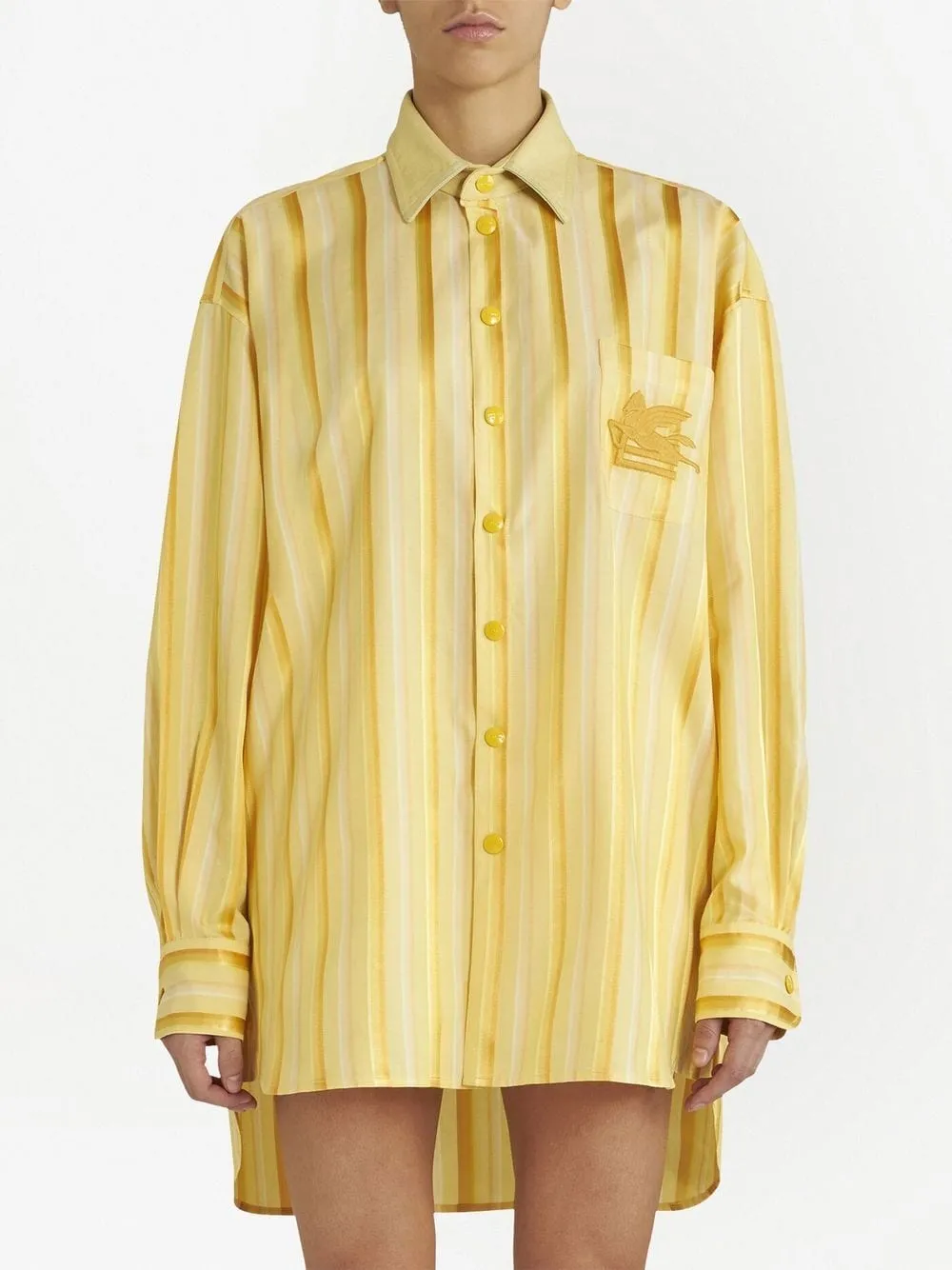 Logo Embroidered Striped Shirt Dress