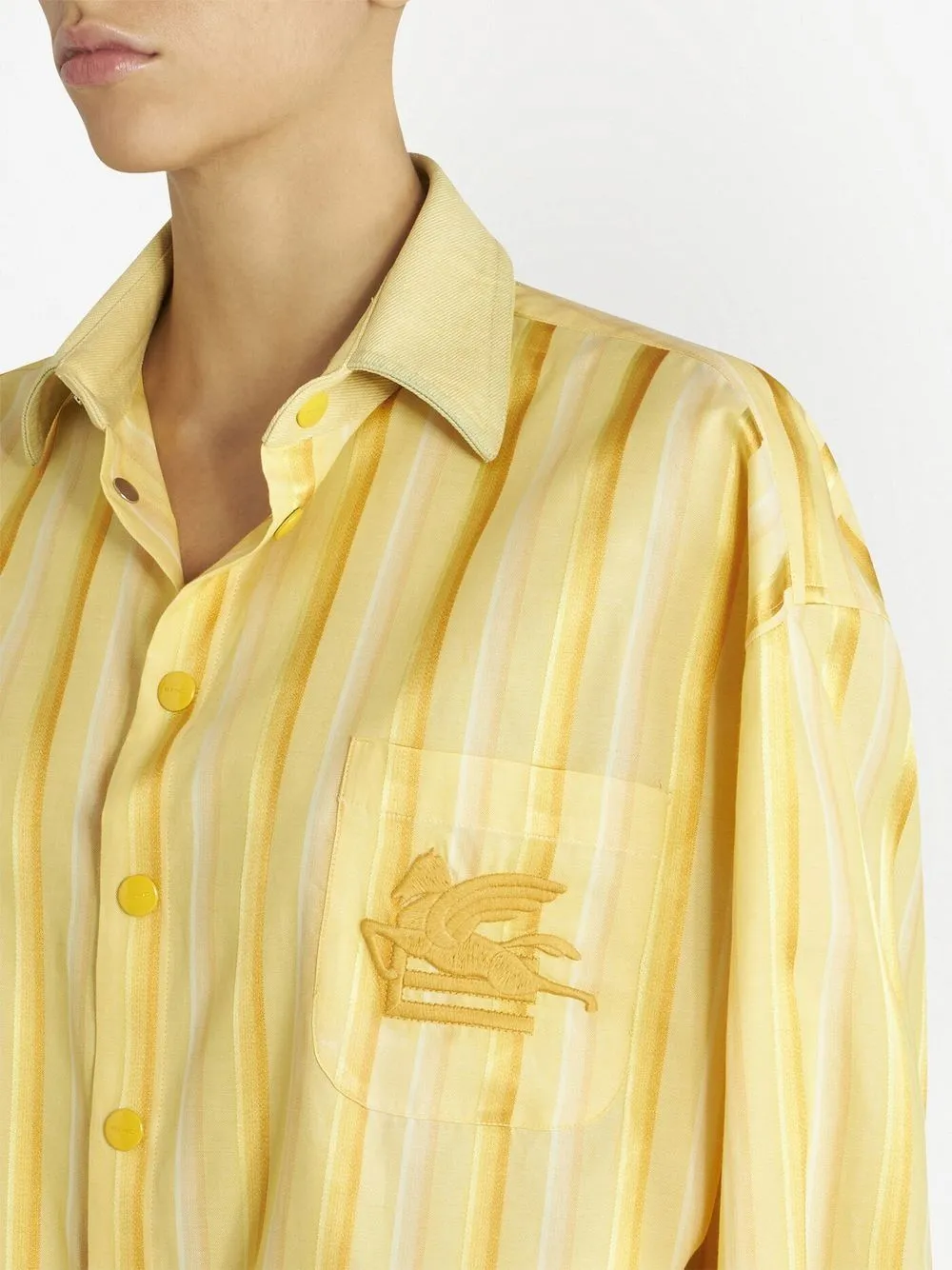 Logo Embroidered Striped Shirt Dress