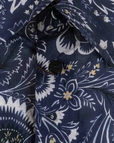 Pattern-Printed Button-Up Shirt