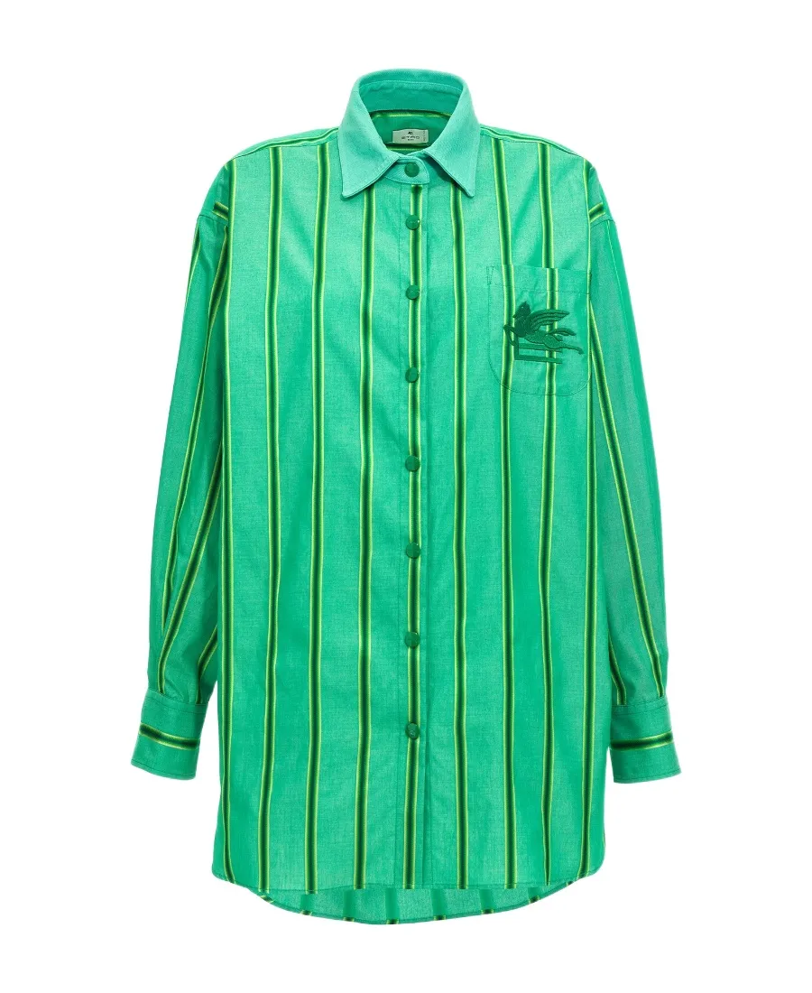 Logo Embroidered Striped Shirt