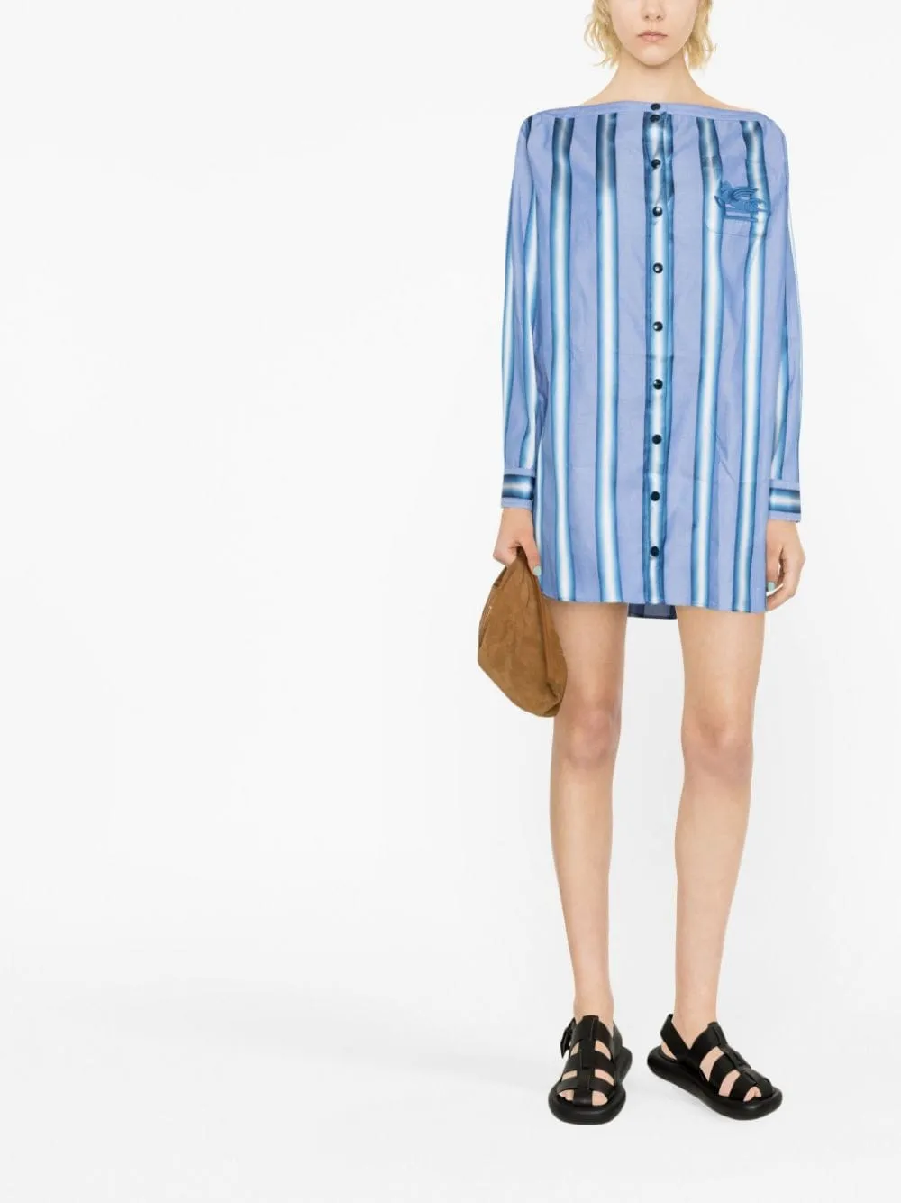 Logo Embroidered Striped Button-Up Shirt