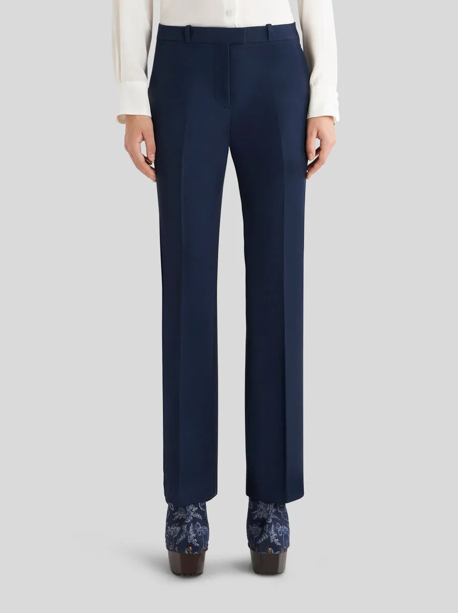 Pressed-Crease Straight Leg Tailored Trousers